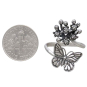 Sterling Silver Monarch and Milkweed Adjustable Ring with Dime