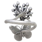 Sterling Silver Monarch and Milkweed Adjustable Ring Back View