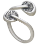 Sterling Silver Double Mushroom Bypass Ring Three Quarter View