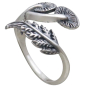 Sterling Silver Mushroom and Fern Bypass Ring Three Quarter View