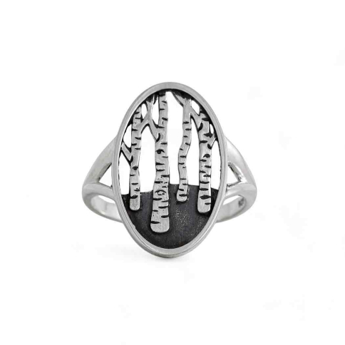 Nina Designs Sterling Silver Birch Forest Oval Ring