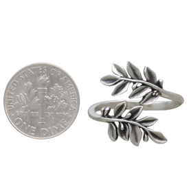 Sterling Silver Adjustable Laurel Wreath Ring with Dime