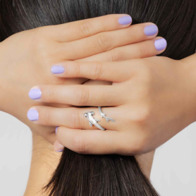 Sterling Silver Adjustable Hammerhead Shark Ring on model