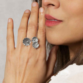 Nina Design Sterling Silver Adjustable Lily Pad Ring on model