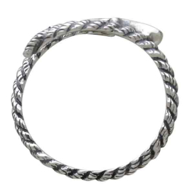 Sterling Silver Adjustable Scissors and Yarn Ring Top View