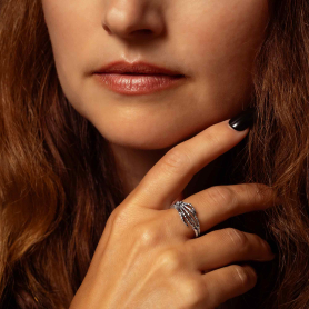 Sterling Silver Skeleton Hand Ring on model