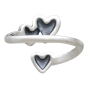 Sterling Silver Three Hearts Adjustable Ring Back View