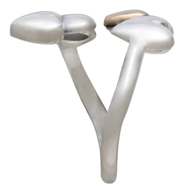 Mixed Metal Five Hearts Adjustable Ring Side View