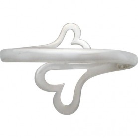 Sterling Silver Adjustable Ring - Double Heart