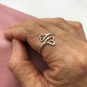 Sterling Silver Adjustable Ring - Double Heart