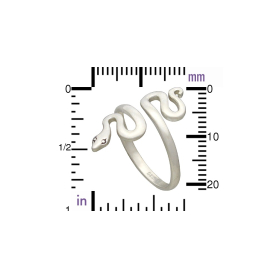 Sterling Silver Adjustable Ring - Snake Ring ruler view