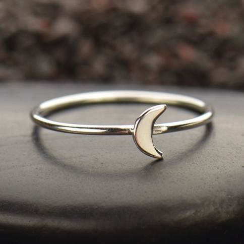 Sterling Silver Ring - Tiny Moon Ring