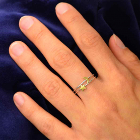 Sterling Silver Ring Set - Bronze Moon and Star Rings