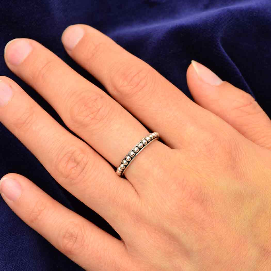 Sterling Silver Ring - Granulated Stacking Ring