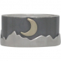 Sterling Silver Ring - Oxidized Mountain Ring with Bronze Moon