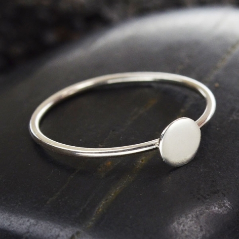 Sterling Silver Stacking Ring with Silver Dot