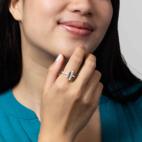 Sterling Silver Adjustable Ring on model