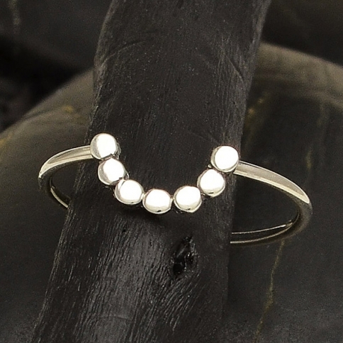 Sterling Silver Ring - Half Circle Ring with Dots
