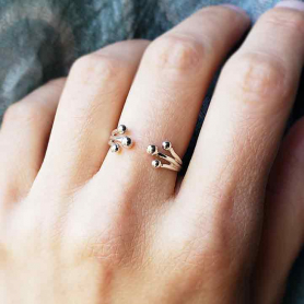 Sterling Silver Adjustable Ring with Large Granulations