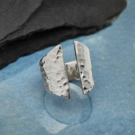 Sterling Silver Adjustable Hammered Shield Ring