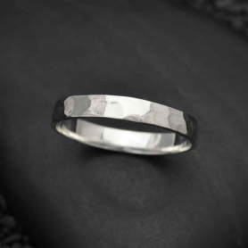 Sterling Silver 3mm Wide Hammered Ring