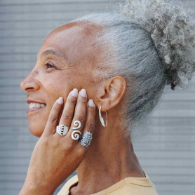 Sterling Silver Shield Ring with Granulation