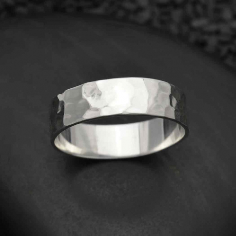 Sterling Silver 5mm Wide Hammered Ring
