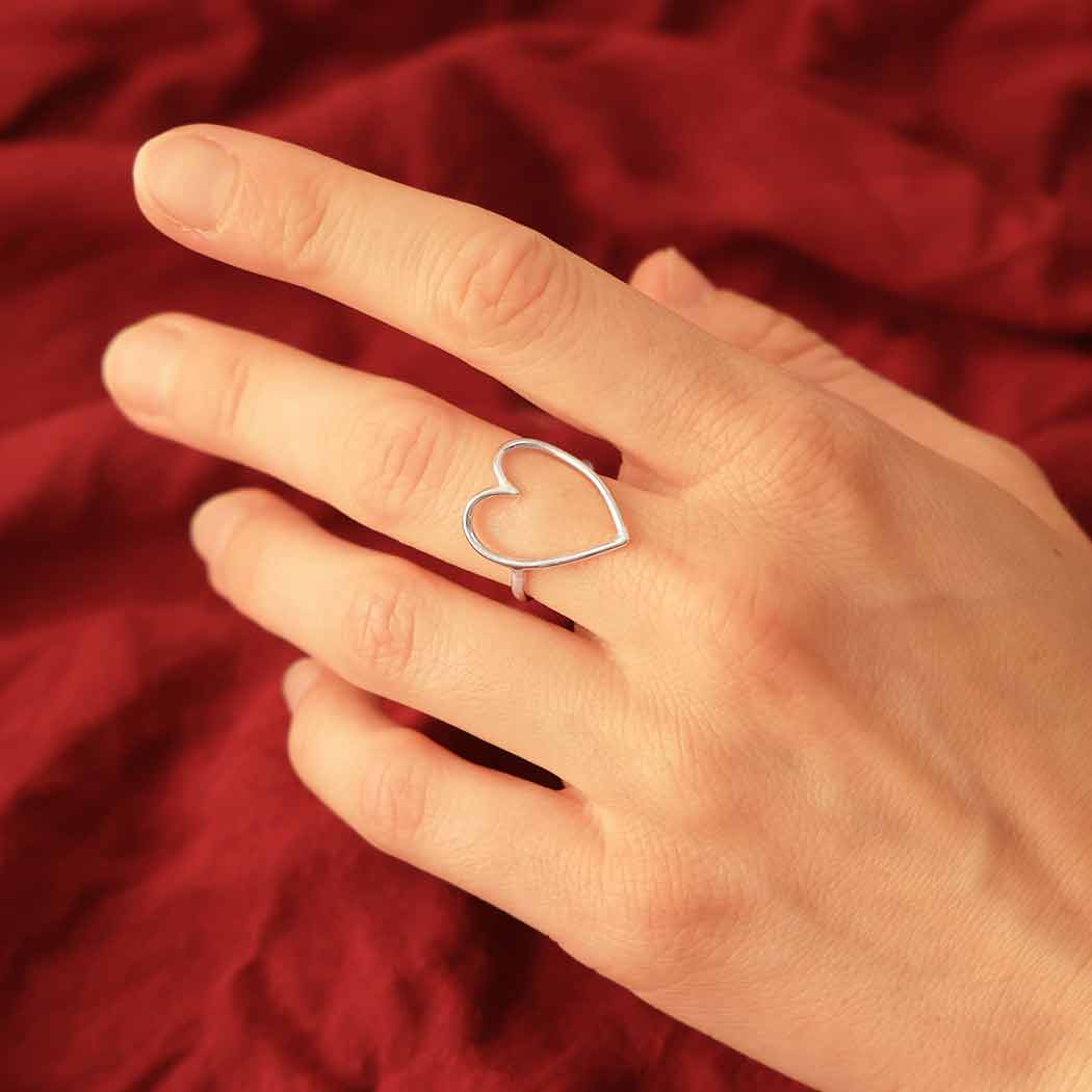 Sterling Silver Large Wire Heart Ring
