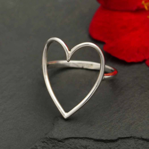 Sterling Silver Large Wire Heart Ring