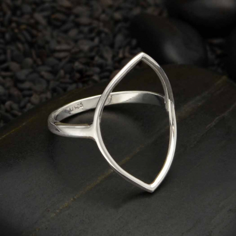 Sterling Silver large Marquis Wire Ring