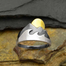 Mixed Metal Mountain and Wave Ring w Sun DISCONTINUED