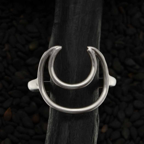 Sterling Silver Wire Crescent Moon Ring