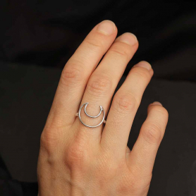 Sterling Silver Wire Crescent Moon Ring