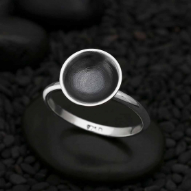 Sterling Silver Oxidized Cupped Circle Ring
