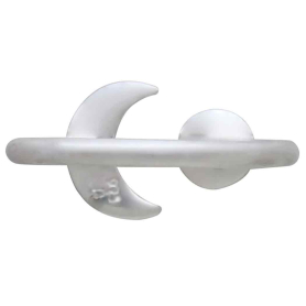 Sterling Silver Pearl and Crescent Moon Adjustable Ring Back View