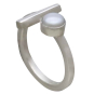 Sterling Silver Pearl and Bar Adjustable Ring Three Quarter View