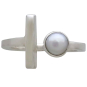 Sterling Silver Pearl and Bar Adjustable Ring Front View