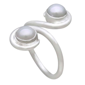 Sterling Silver Pearl Swirl Adjustable Ring Three Quarter View