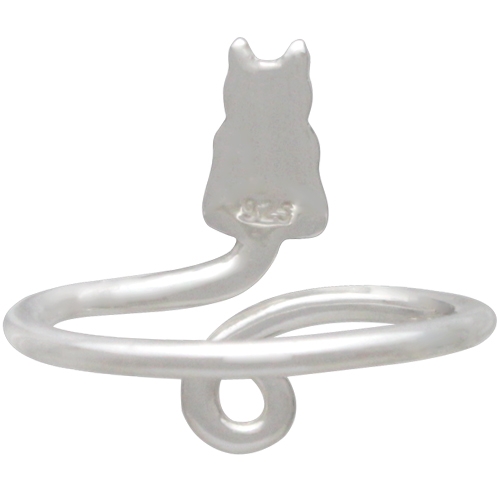 Sterling Silver Cat Ring - Adjustable Ring