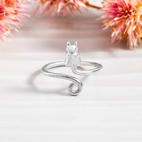 Nina Designs Sterling Silver Adjustable Cat Ring