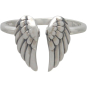 Sterling Silver Adjustable Angel Wing Ring Front view