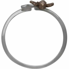 Sterling Silver Adjustable Flower and Bronze Bee Ring side