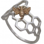 Sterling Silver Honeycomb Ring with Bronze Bee