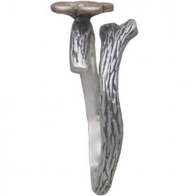 Silver Branch Ring with Bronze Cherry Blossom - Adjustable