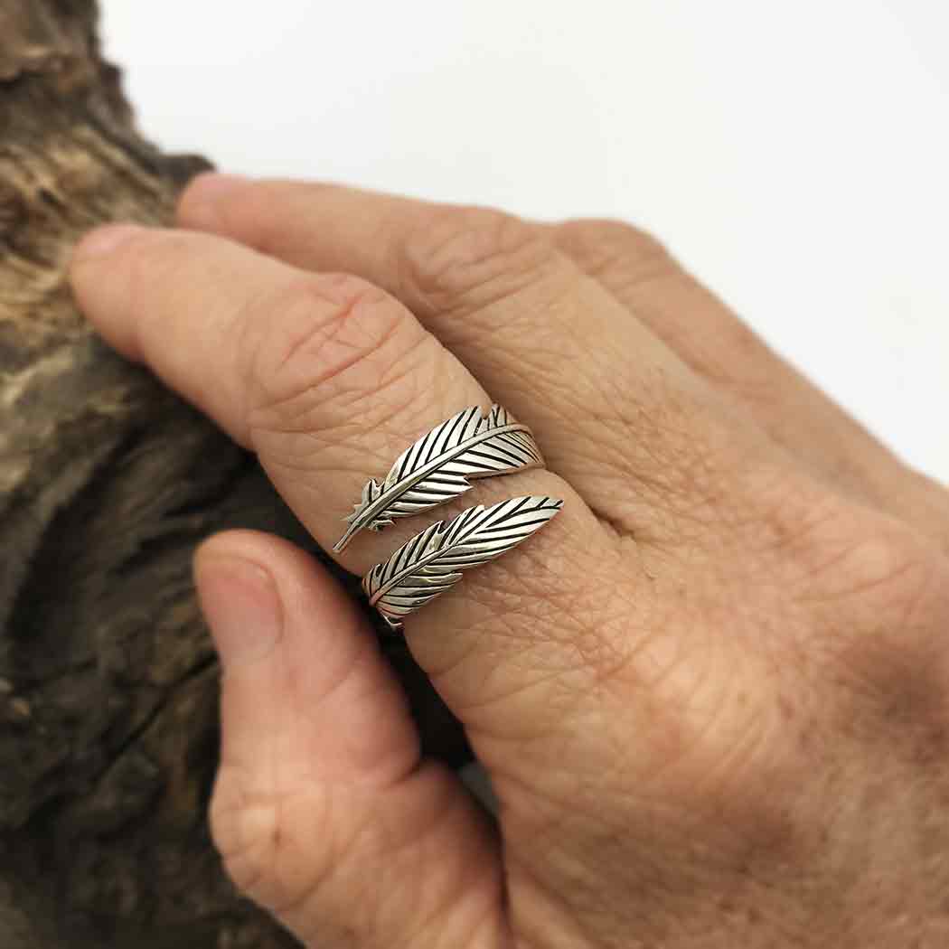 Sterling Silver Adjustable Feather Ring