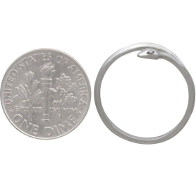 Sterling Silver Adjustable Simple Snake Ring dime