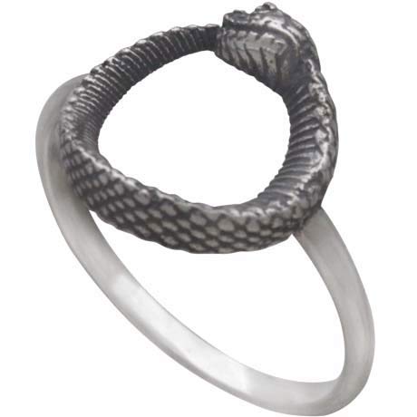 Sterling Silver Ouroboros Ring with Snake on Front