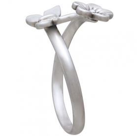 Sterling Silver Butterfly and Flower Adjustable Ring