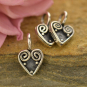 Sterling Silver Heart Dangle with Wire Work 11x7mm