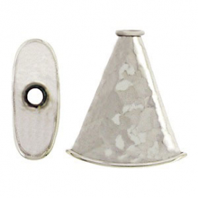 Silver Flat Cone Cord End with Hammer Finish DISCONTINUED